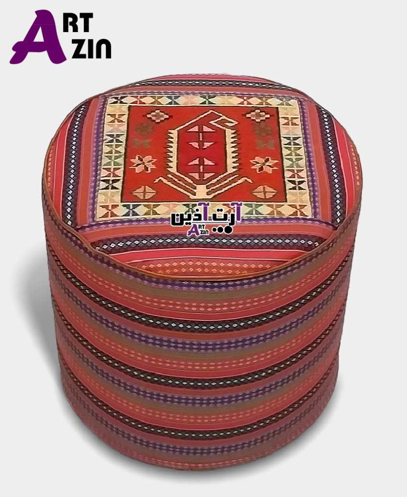 پاف سنتی دستباف گرد گلیم سوزنی مبلمان راحتی