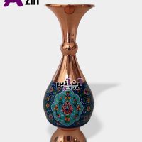 گلدان مسی میناکاری نقاشی اصفهان صراحی ۲۵ سانتی